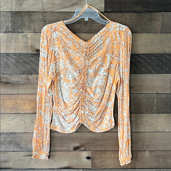 NWT Free People Women's Say The Word Cropped Top Blood Orange Combo Size Large - Picture 6 of 9